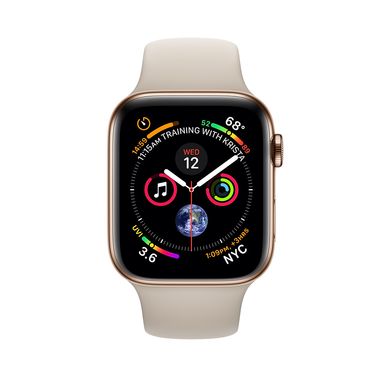 Apple Watch Series 4 (GPS+LTE) 44mm Gold Stainless Steel Case with Stone Sport Band (MTV72) 2074 фото