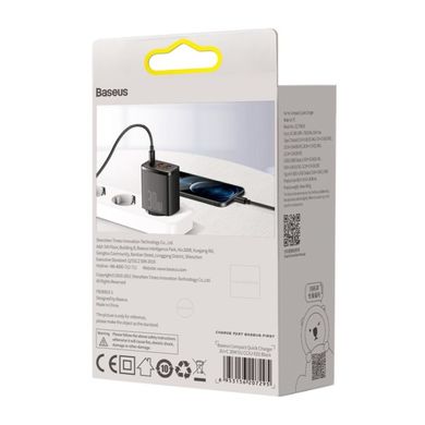 Мережевий зарядний пристрій Baseus Compact Quick Charger 2xUSB U+C 30W Black (CCXJ-E01) 02102 фото