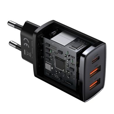 Мережевий зарядний пристрій Baseus Compact Quick Charger 2xUSB U+C 30W Black (CCXJ-E01) 02102 фото
