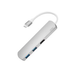 Переходник HDMI на MacBook WIWU Adapter T3 USB-C / HDMI+2xUSB3.0 Серебристый