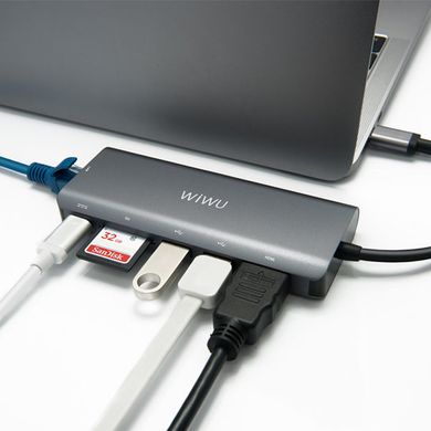 Сетевой usb hub USB-C to HDMI WIWU серый для MacBook Pro 1885 фото