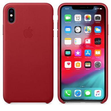 Чехол кожанный Apple iPhone XS Max Leather Case (MRWQ2) Red 2121 фото