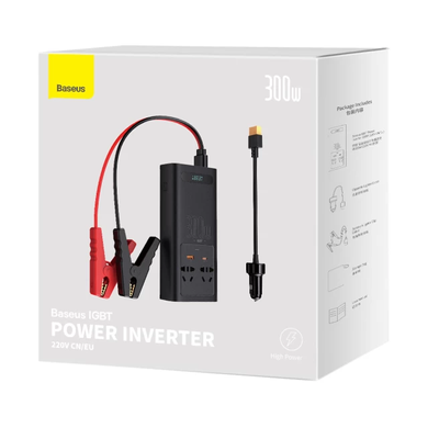 Автомобільний інвертор Baseus IGBT Power Inverter 300W 220V CN/EU Black (CGNB010101) 7853 фото