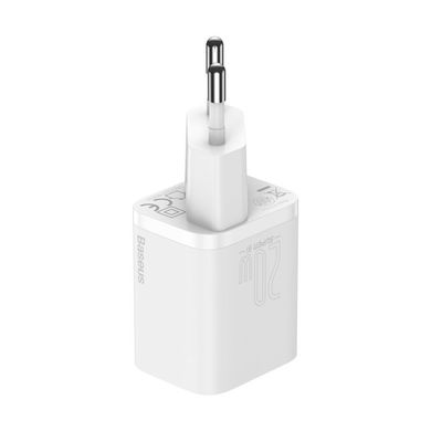 Мережевий зарядний пристрій Baseus Super Si Quick Charger White w/Type-C - Lightning Cable (TZCCSUP-B02) 02115 фото