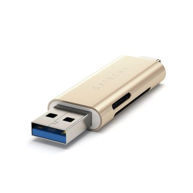 Адаптер Satechi Aluminum Type-C USB 3.0 and Micro/SD Card Reader Gold (ST-TCCRAG) 1478 фото