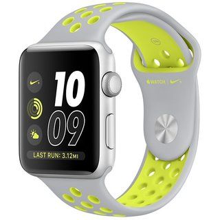 Apple Watch Nike+ 38mm Silver Aluminum Case with Flat Silver/Volt Nike Sport Band (MNYP2) 707 фото