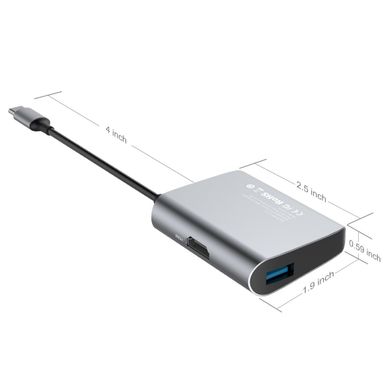 Адаптер Baseus Enjoyment Type-C to HDMI+USB 3.0 HUB  Gray (CATSX-D0G)  1370 фото