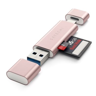 Адаптер Satechi Aluminum Type-C USB 3.0 and Micro/SD Card Reader Rose Gold (ST-TCCRAR) 1479 фото