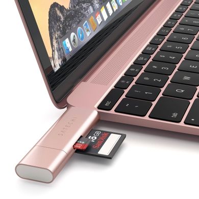 Адаптер Satechi Aluminum Type-C USB 3.0 and Micro/SD Card Reader Rose Gold (ST-TCCRAR) 1479 фото