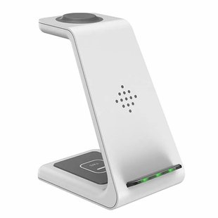 Бездротова зарядка 3 в 1 T3  Wireless Charging Station T3 15W White 9901 фото