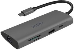 Адаптер WIWU Alpha 8in1 USB-C Hub A831HRT Grey 3619 фото