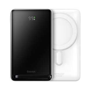 Зовнішній акумулятор Baseus Magnetic Bracket Wireless Fast Charge Power Bank 10000mAh 20W White (PPCX000202) 99085 фото