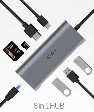 Адаптер WIWU Alpha 8in1 USB-C Hub A831HRT Grey 3619 фото