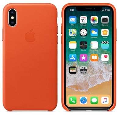 Кожаный чехол Apple для Айфон 10 Ярко-оранжевый (MRGK2)  1839 фото