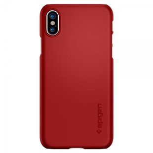 Захисний яскравий чохол Spigen Thin Fit червоний для iPhone X 1299 фото