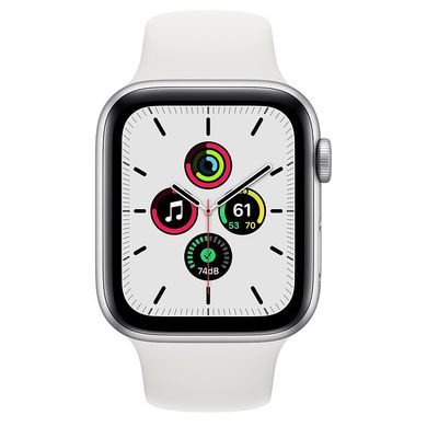 Apple Watch SE 44mm Silver Aluminum Case with White Sport Band (MYDQ2) 3763 фото