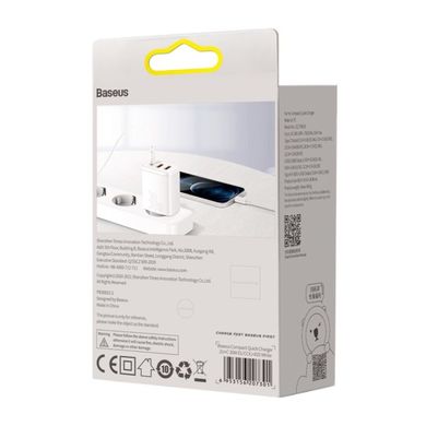 Мережевий зарядний пристрій Baseus Compact Quick Charger 2U+C 30W White (CCXJ-E02) 02103 фото
