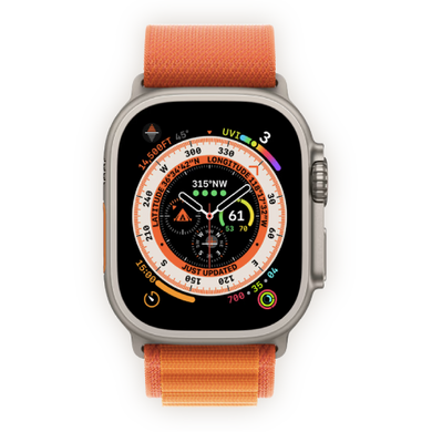 Смарт-годинник Apple Watch Ultra 49mm (GPS + Cellular) Titanium Case with Orange Alpine Loop - L (MQFM3) 4408 фото