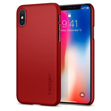 Защитный яркий чехол Spigen Thin Fit красный для iPhone X 1299 фото