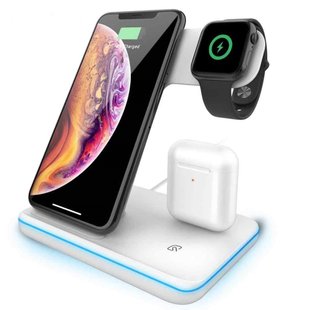 Беспроводное зарядное устройство Z5 3 в 1 для iPhone/AppleWatch/AirPods White 9903 фото