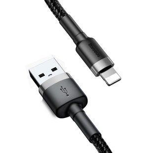 Кабель Baseus Cafule Cable USB For Lightning 2.4A 1m Gray/Black (CALKLF-BG1) 01156 фото