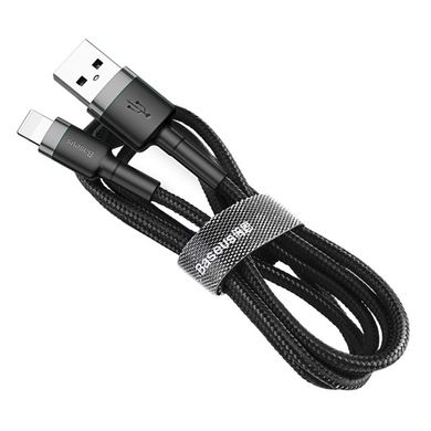 Кабель Baseus Cafule Cable USB For Lightning 2.4A 1m Gray/Black (CALKLF-BG1) 01156 фото