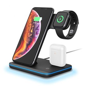 Беспроводное зарядное устройство Z5 3 в 1 для iPhone/AppleWatch/AirPods Black 9904 фото