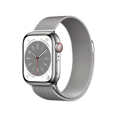 Смарт-годинник Apple Watch Series 8 GPS + Cellular, 45mm Silver Stainless Steel Case with Milanese Loop Silver (MNKJ3) 4432 фото
