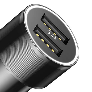 Автозарядка BASEUS Small Screw 3.4A Dual-USB Smart and Safe Charging (BLACK) (CAXLD-C01)