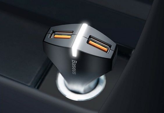 Автозарядка Baseus Small Rocket Dual USB Car Charger (Black) 1640 фото