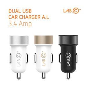 Автозарядка Lab.C Dual USB Car Charger A.L White Silver (3.4 A) (LABC-582-SV_N) 848 фото