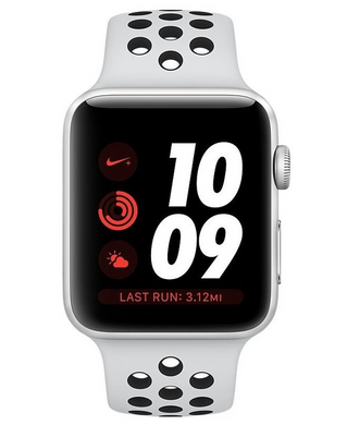 Apple Watch Series 3 Nike+ (GPS+LTE) 42mm Silver Aluminum Case with Pure Platinum/Black Nike Sport Band (MQLC2) 1591 фото