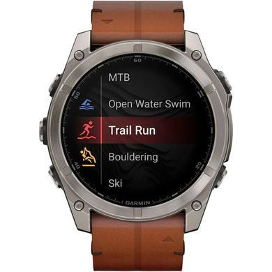 Смарт-годинник Garmin Fenix 8 51mm AMOLED Sapphire Carbon grey DLC w. Chestnut Leather Band (010-02905-40)