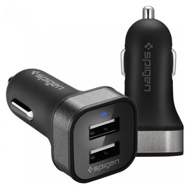 Автозарядка Spigen Dual Port USB Car Charger F24QC Black (4.8A) (SGP11749) 849 фото