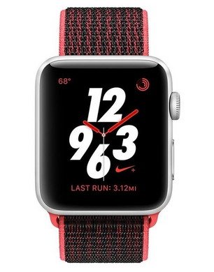 Apple Watch Series 3 Nike+ (GPS+LTE) 38mm Silver Aluminum Case with Bright Crimson/Black Nike Sport Loop (MQL72) 1592 фото