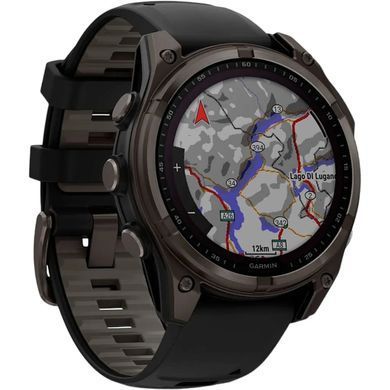 Спортивные часы Garmin Fenix 8 47mm Solar Sapphire Carbon Gray DLC Titanium w. Black/Pebble Gray S. Band (010-02906-10/11)