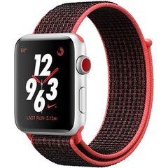 Apple Watch Series 3 Nike+ (GPS+LTE) 42mm Silver Aluminum Case with Bright Crimson/Black Nike Sport Loop (MQLE2)