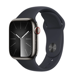 Apple Watch Series 9 GPS + Cellular 41mm Graphite Stainless Steel Case with Midnight Sport Band - S/M (MRJ83) 4472 фото