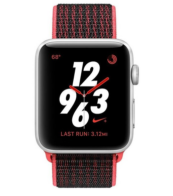 Apple Watch Series 3 Nike+ (GPS+LTE) 42mm Silver Aluminum Case with Bright Crimson/Black Nike Sport Loop (MQLE2) 1593 фото