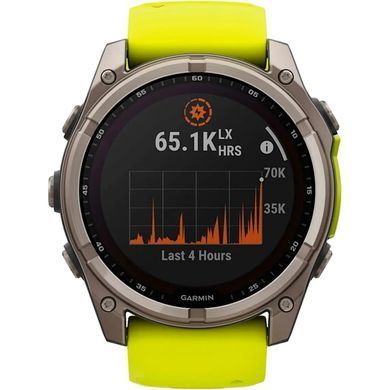 Спортивний годинник Garmin Fenix 8 47mm Solar Sapphire Titanium w. Amp Yellow/Graphite Silicone Band (010-02906-20/21)