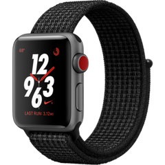 Apple Watch Series 3 Nike+ (GPS+LTE) 38mm Space Gray Aluminum Case with Black/Pure Platinum Nike Sport Loop (MQL82)