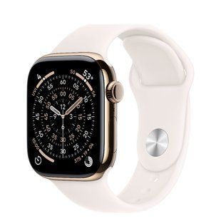 Apple Watch Series 11 GPS + Cellular 42mm Gold Titanium Case with Light Blush Sport Band - S/M (MF8W4)