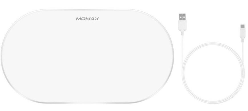 Беспроводная зарядка на два устройства MOMAX Q.Pad Pro Qual-Coil Wireless Charger (White) (UD11W) 2232 фото