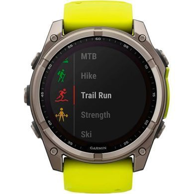 Спортивные часы Garmin Fenix 8 51mm Solar Sapphire Titanium w. Amp Yellow/Graphite Silicone Band (010-02907-20/21)