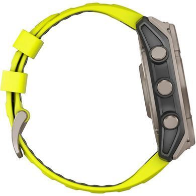 Спортивные часы Garmin Fenix 8 51mm Solar Sapphire Titanium w. Amp Yellow/Graphite Silicone Band (010-02907-20/21)