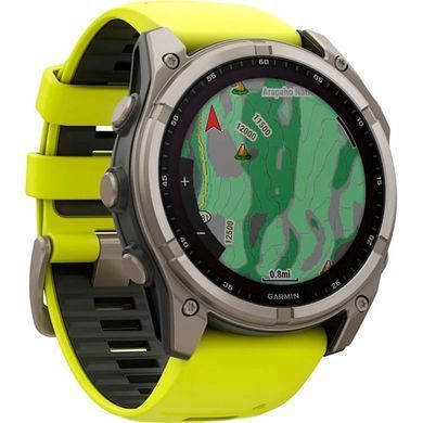 Спортивные часы Garmin Fenix 8 51mm Solar Sapphire Titanium w. Amp Yellow/Graphite Silicone Band (010-02907-20/21)