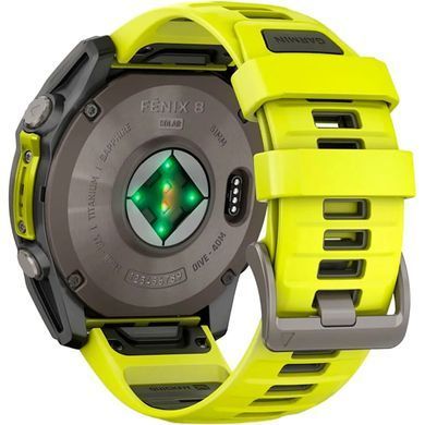 Спортивные часы Garmin Fenix 8 51mm Solar Sapphire Titanium w. Amp Yellow/Graphite Silicone Band (010-02907-20/21)