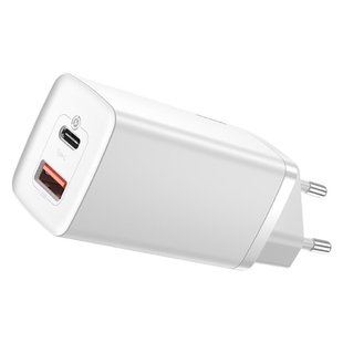 Сетевое зарядное устройство Baseus GaN2 Lite Quick Charger C+U 65W EU White (CCGAN2L-B02) 02104 фото