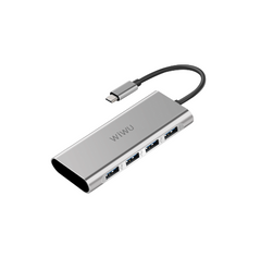 USB-C Хаб для macbook WIWU Apollo A440 USB-C / 4xUSB3.0, LED серый