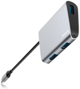 USB-хаб Baseus Type-C на 2 x USB 2.0+USB 3.0 HUB Adapter (CATSX-A0G) Сірий 1902 фото